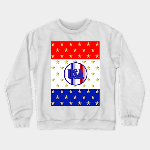 FOURTH Of July USA Red White Blue Crewneck Sweatshirt by SartorisArt1